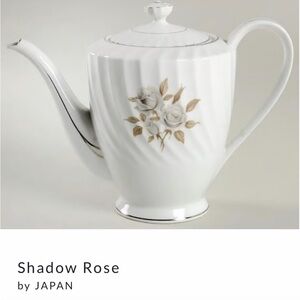 Shadow Rose Noritake by Japan China White Teapot with lid.